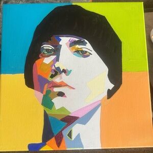 Hand painted by me, portrait canvas of Eminem.